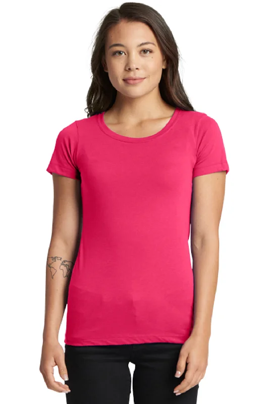 durable outdoor mock neck t-shirts -Next Level Womens Ideal Jersey Short Sleeve Crewneck T-Shirt - Raspberry Pink