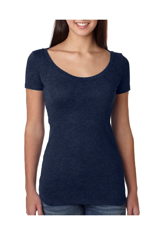 casual weekend t-shirts -Next Level Womens Jersey Short Sleeve Scoop Neck T-Shirt - Vintage Navy Blue - Closeout