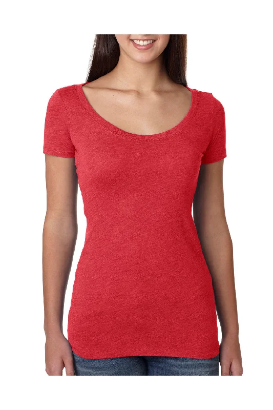 soft jersey t-shirts -Next Level Womens Jersey Short Sleeve Scoop Neck T-Shirt - Vintage Red - Closeout