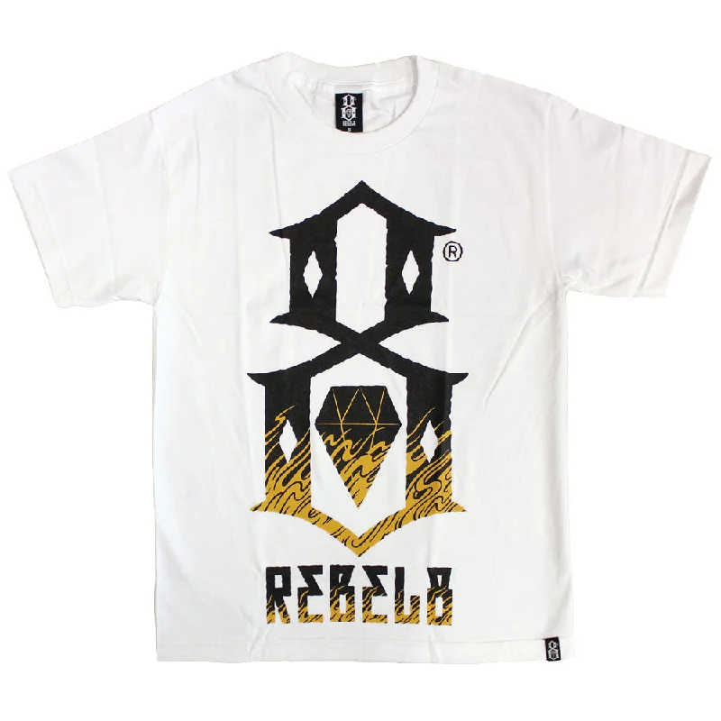 breathable cotton polo t-shirts -Rebel8 Up in flames T-shirt white