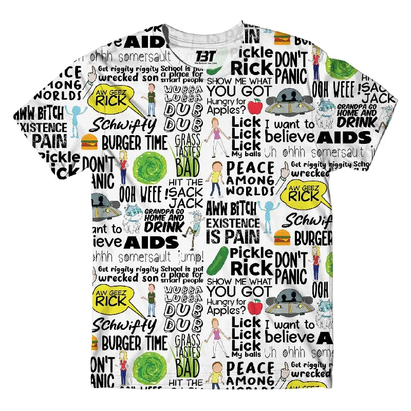 durable athletic mock neck t-shirts -Rick and Morty AOP T-shirt