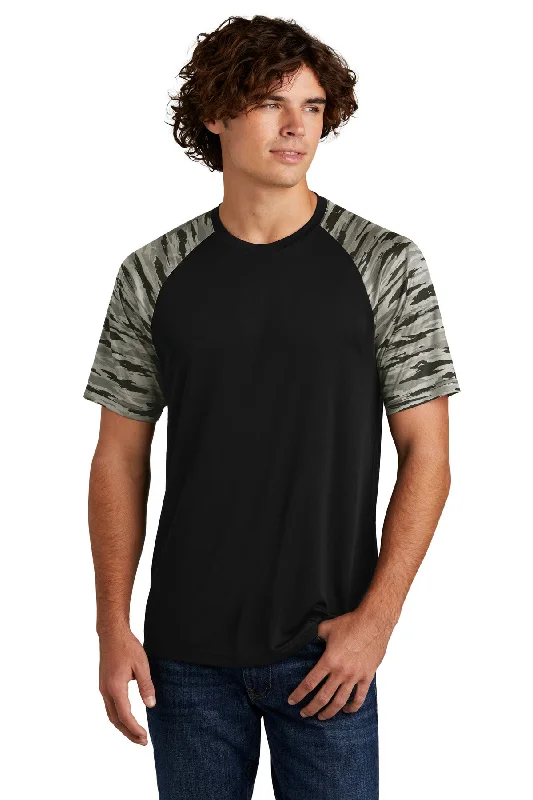 warm layered henley t-shirts -Sport-Tek Drift Camo Colorblock Tee ST376