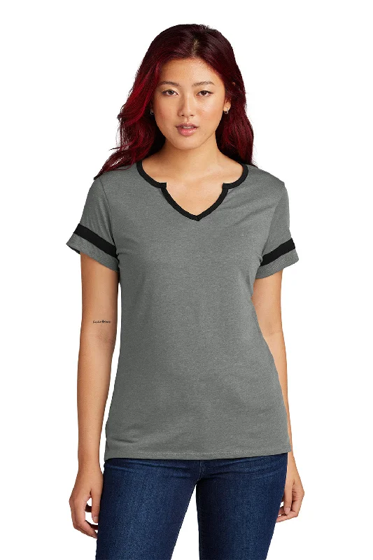 minimalist slim henley t-shirts -Sport-Tek Womens Halftime Notch Neck Short Sleeve T-Shirt - Heather Vintage Grey/Black - COMING SOON