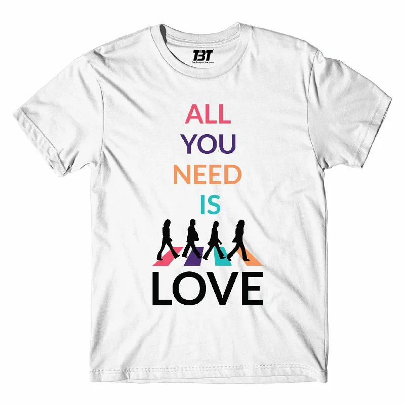 elegant fitted mock neck t-shirts -The Beatles T shirt - All You Need Is Love