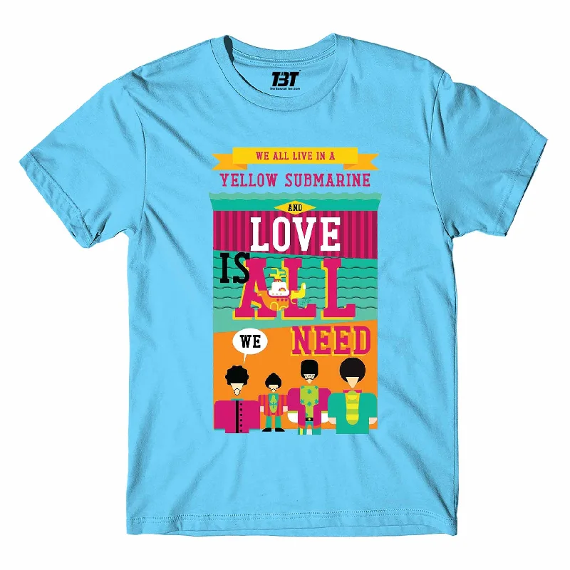 cozy fleece mock neck t-shirts -The Beatles T shirt - We All Live In A Yellow Submarine