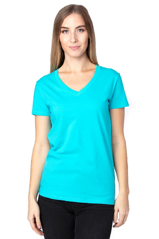 high performance gym t-shirts -Threadfast Apparel Womens Ultimate Short Sleeve V-Neck T-Shirt - Pacific Blue