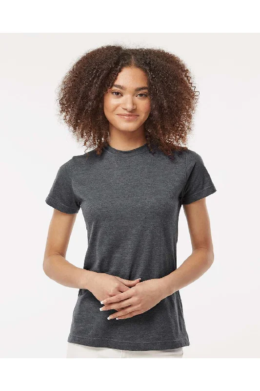 elegant solid ringer t-shirts -Tultex Womens Fine Jersey Classic Fit Short Sleeve Crewneck T-Shirt - Heather Charcoal Grey