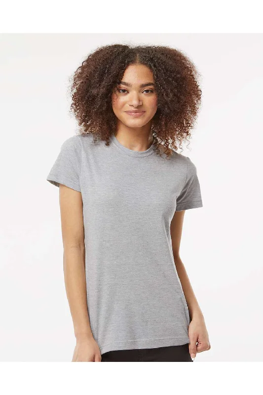 breathable cotton mock neck t-shirts -Tultex Womens Fine Jersey Classic Fit Short Sleeve Crewneck T-Shirt - Heather Grey