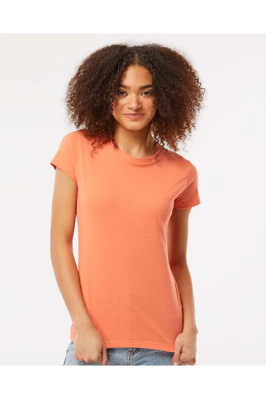 trendy ringer raglan t-shirts -Tultex Womens Fine Jersey Slim Fit Short Sleeve Crewneck T-Shirt - Coral Orange