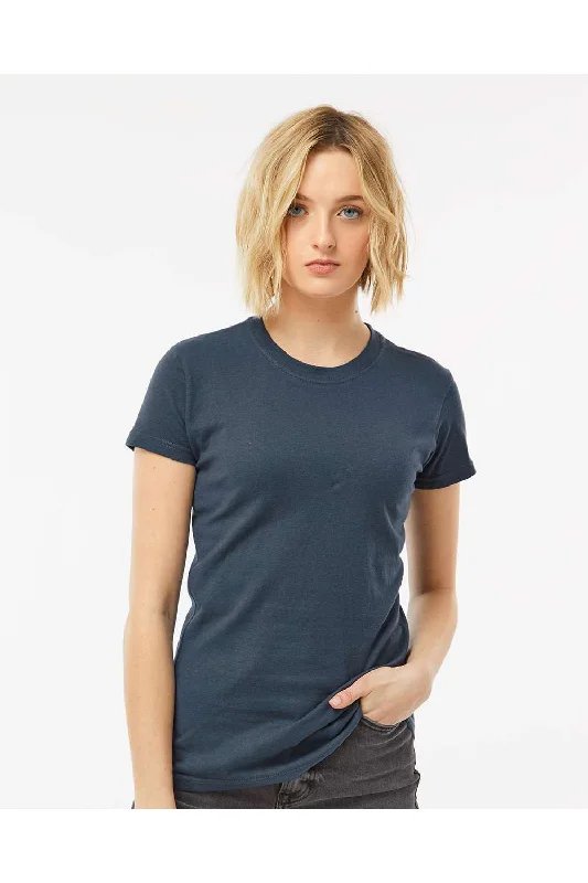 durable athletic polo t-shirts -Tultex Womens Fine Jersey Slim Fit Short Sleeve Crewneck T-Shirt - Indigo Blue