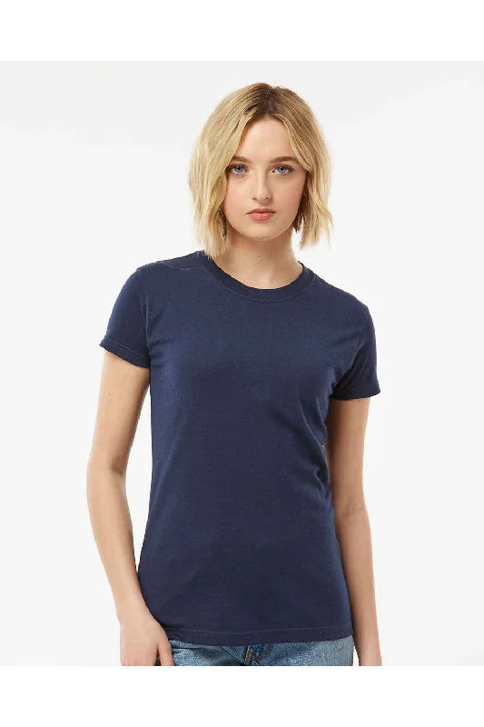 relaxed fit polo t-shirts -Tultex Womens Fine Jersey Slim Fit Short Sleeve Crewneck T-Shirt - Navy Blue