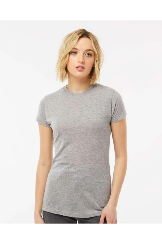 bold geometric henley t-shirts -Tultex Womens Poly-Rich Short Sleeve Crewneck T-Shirt - Heather Grey