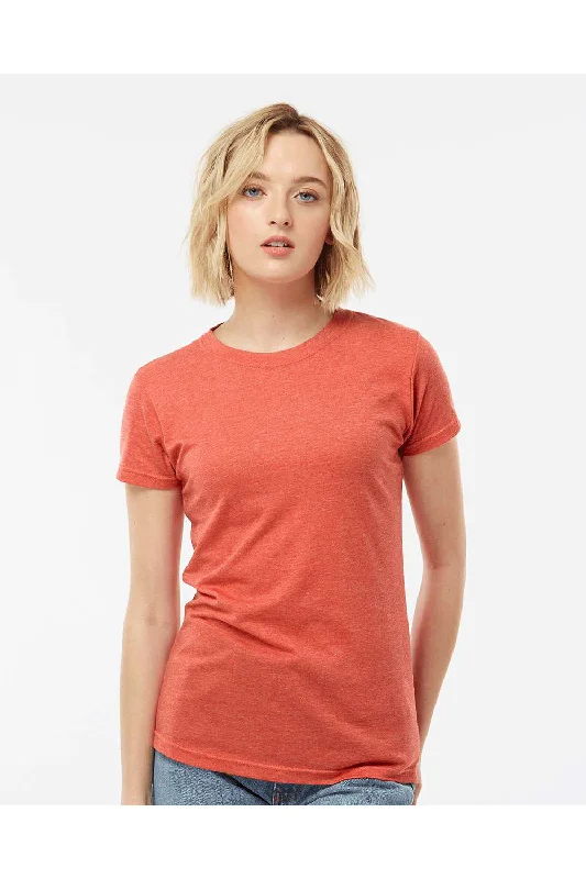 stylish pocket henley t-shirts -Tultex Womens Poly-Rich Short Sleeve Crewneck T-Shirt - Heather Orange