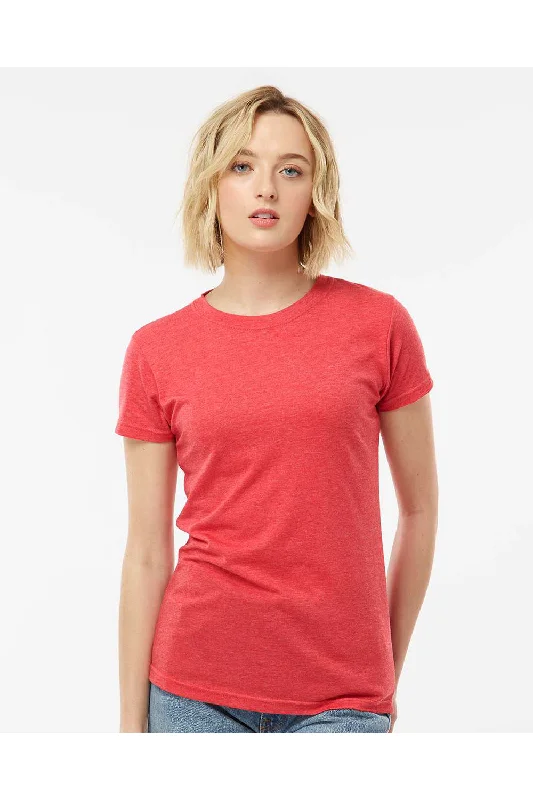 quick dry scoop t-shirts -Tultex Womens Poly-Rich Short Sleeve Crewneck T-Shirt - Heather Red