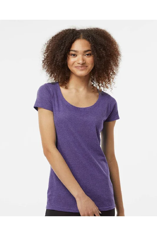 stylish color block scoop t-shirts -Tultex Womens Poly-Rich Short Sleeve Scoop Neck T-Shirt - Heather Purple