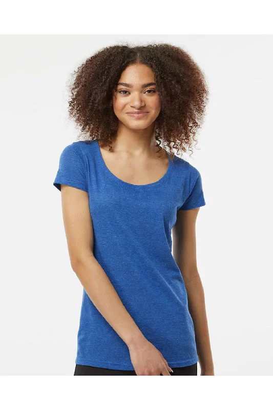 minimalist basic scoop t-shirts -Tultex Womens Poly-Rich Short Sleeve Scoop Neck T-Shirt - Heather Royal Blue