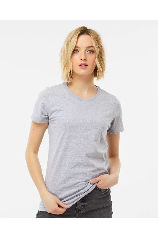 durable athletic crew t-shirts -Tultex Womens Premium Short Sleeve Crewneck T-Shirt - Heather Grey