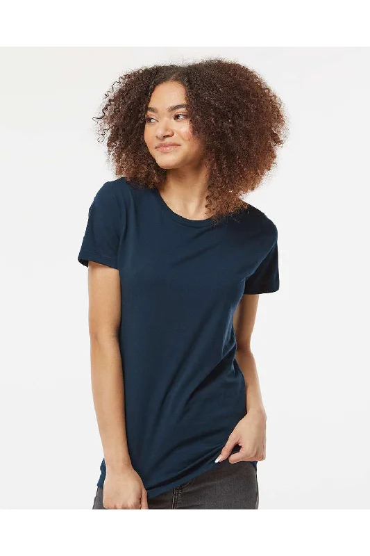 vintage logo v-neck t-shirts -Tultex Womens Premium Short Sleeve Crewneck T-Shirt - Navy Blue