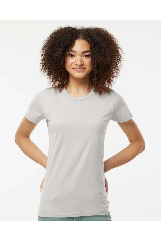 relaxed casual ringer t-shirts -Tultex Womens Premium Short Sleeve Crewneck T-Shirt - Silver Grey