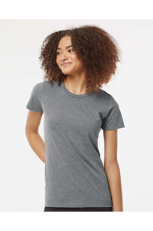 stretchy ribbed v-neck t-shirts -Tultex Womens Premium Short Sleeve Crewneck T-Shirt - Heather Grey