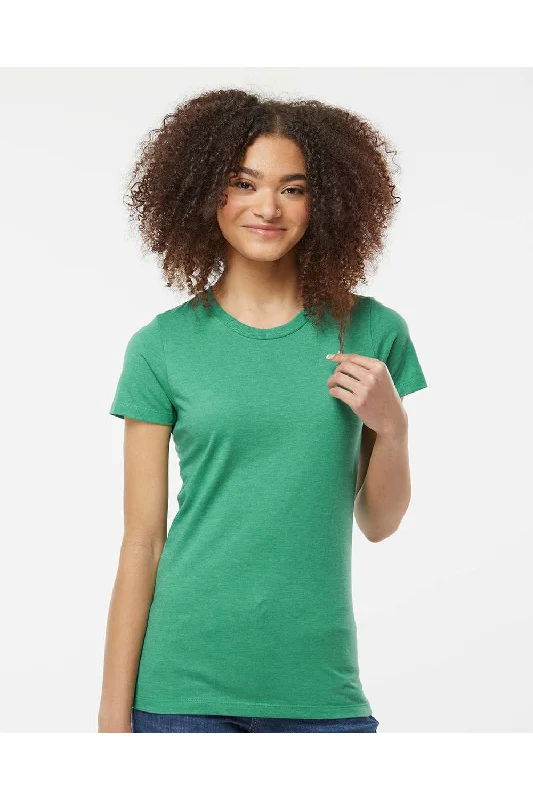 lightweight travel crew t-shirts -Tultex Womens Premium Short Sleeve Crewneck T-Shirt - Heather Kelly Green