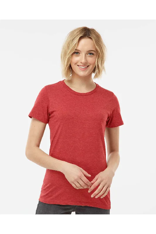 lightweight linen crew t-shirts -Tultex Womens Premium Short Sleeve Crewneck T-Shirt - Heather Red