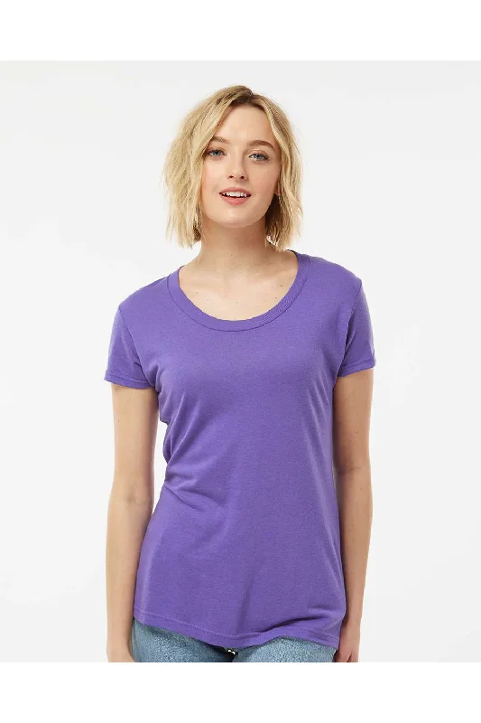 stretchy workout mock neck t-shirts -Tultex Womens Short Sleeve Crewneck T-Shirt - Lilac Purple