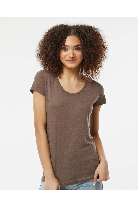 chic scoop neck v-neck t-shirts -Tultex Womens Short Sleeve Crewneck T-Shirt - Mocha Brown