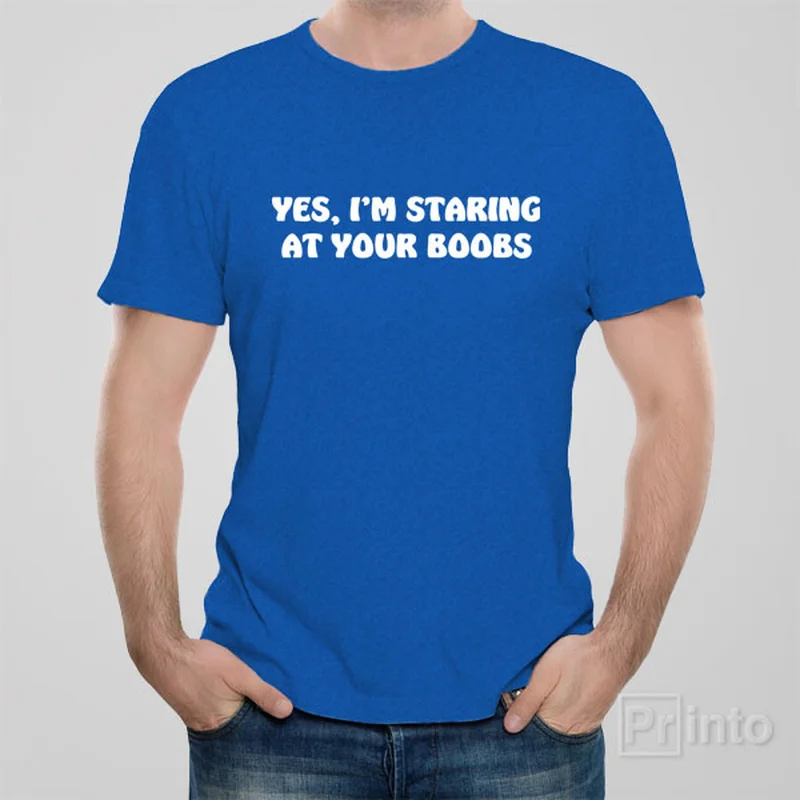 durable athletic polo t-shirts -Yes, I'am staring at your boobs - T-shirt