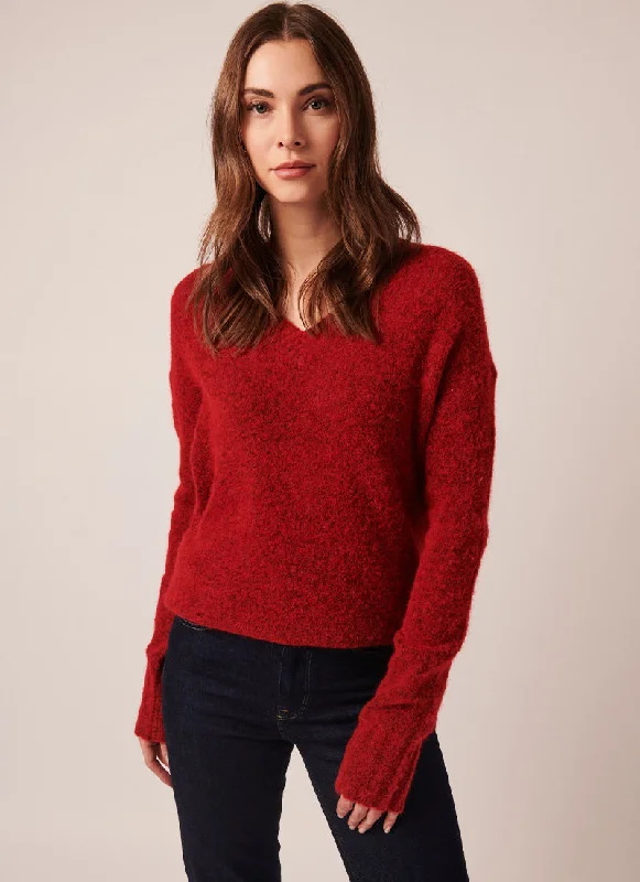 mohair wool pullover sweaters -Aubrey V-Neck Sweater