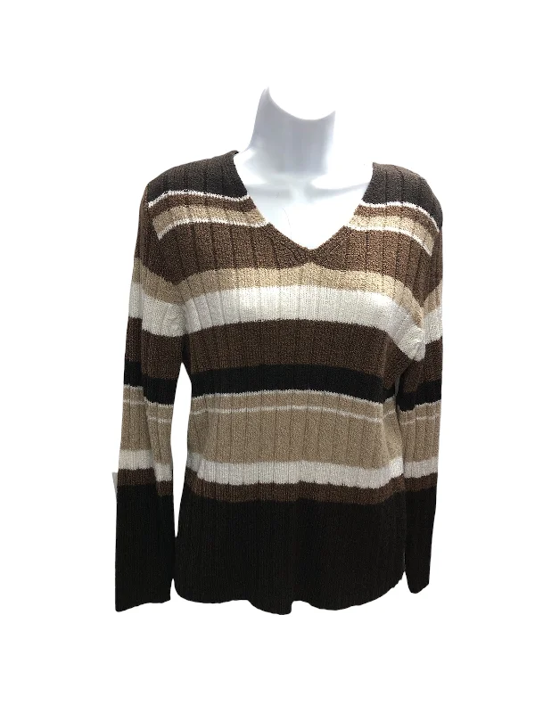 knit cotton pullover sweaters -Carolyn Taylor Women's Sweater Brown L