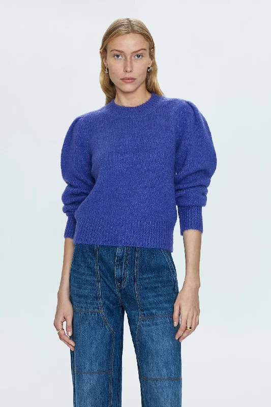 hooded cotton pullover sweaters -Colette Sweater - Periwinkle