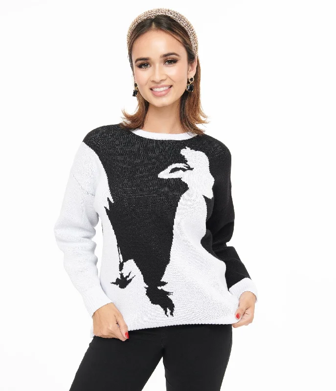 v-neck hooded pullover sweaters -Disney Princess collection by Unique Vintage Black & White Maleficent Aurora Sweater