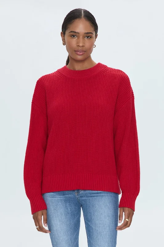 cable alpaca pullover sweaters -Eve Sweater - Ruby