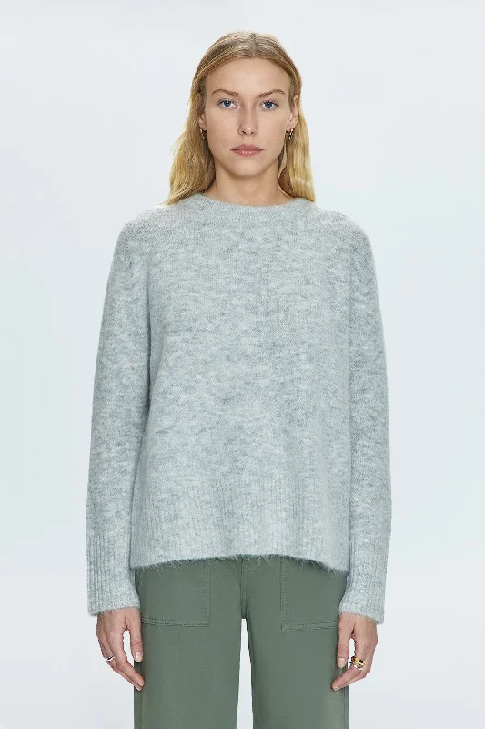 chunky knit cashmere pullover sweaters -Ivy Sweater - Soft Grey