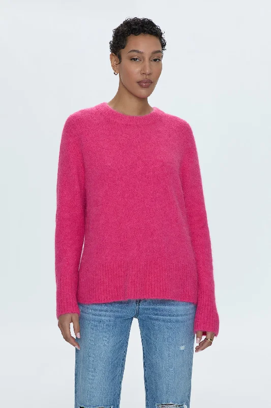 long sleeve hooded pullover sweaters -Ivy Sweater - Hot Pink