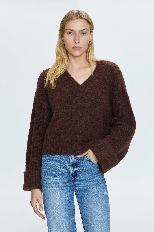 open knit cotton pullover sweaters -Joy Sweater - Dark Roast