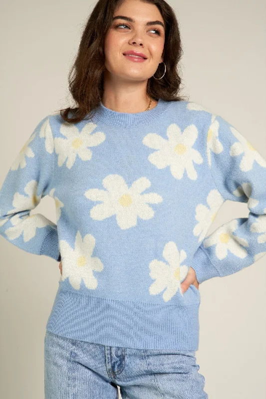 ribbed cashmere pullover sweaters -COZY FLOWER SWEATER