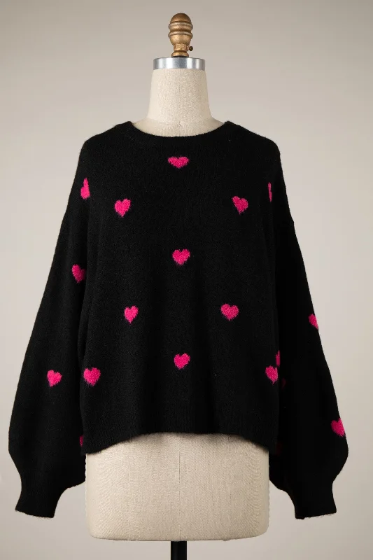 lightweight pullover sweaters summer -SCATTERED HEARTS SWEATER