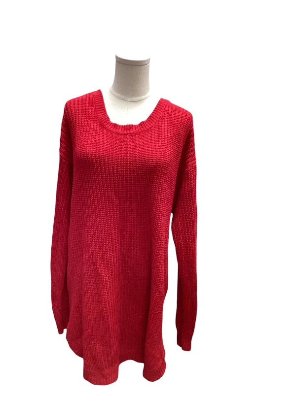 lightweight cotton pullover sweaters -Love Change Women's Sweater Red 3X