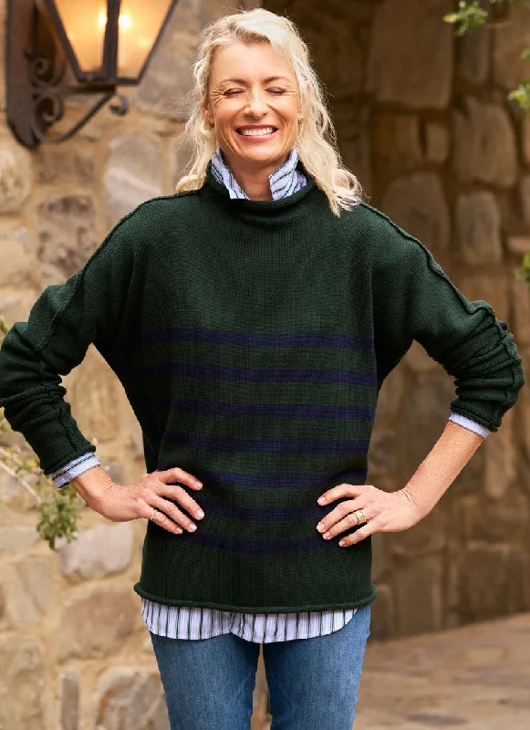 cotton blend cotton pullover sweaters -Monterey Rolled Funnel Neck Sweater