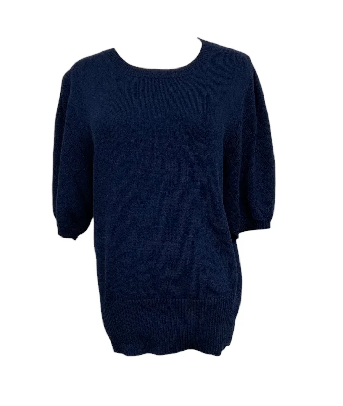 plaid striped pullover sweaters -Murmurey Women's Sweater Navy M