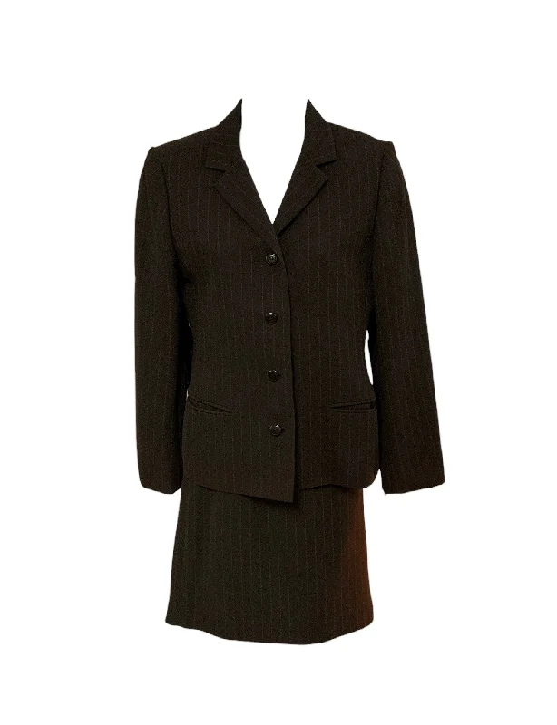 ribbed wool pullover sweaters -Petite Sophisticate Women's 2pc Suit Brown Skirt 8/Jkt 4