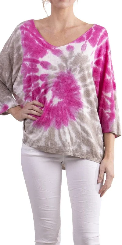 long sleeve pullover sweaters -Petunia Tie Dye Sweater