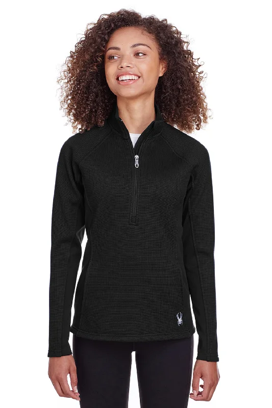 turtleneck cotton pullover sweaters -Spyder Womens Constant 1/4 Zip Sweater - Black