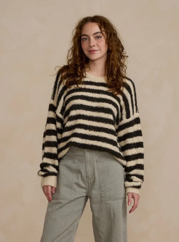 oversized cotton pullover sweaters -The Aspen Sweater by Rylee + Cru - Fuzzy Stripe