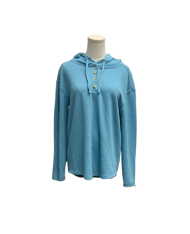 lightweight knit alpaca pullover sweaters -Time and Tru Women's Hoodie Top Aqua M