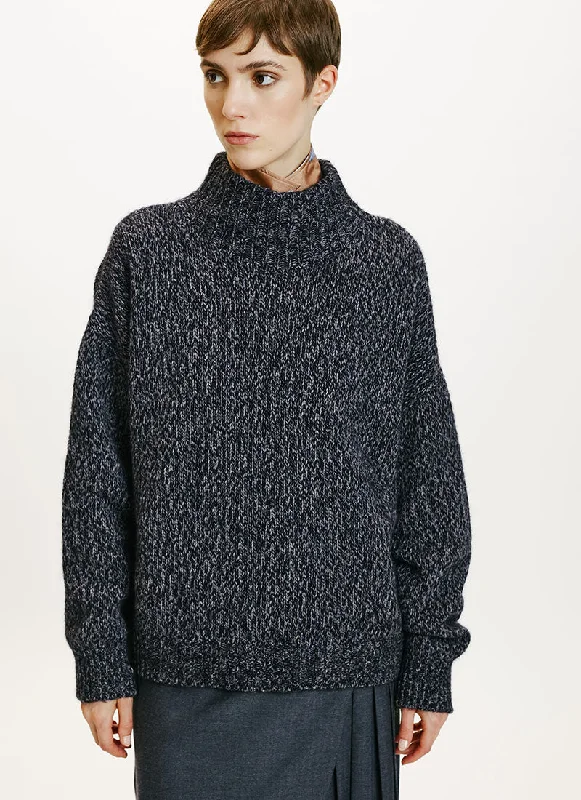 soft knit wool pullover sweaters -Uma Chunky Mock Neck Sweater