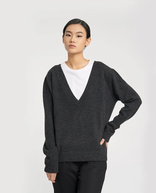 soft knit cashmere pullover sweaters -Cashmere Double V-Neck Sweater