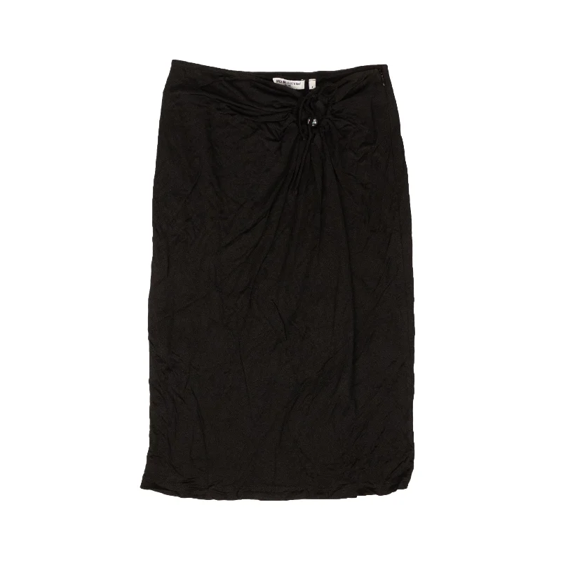 high quality satin skirts -Black Polyester Keyhole Flare Skirt